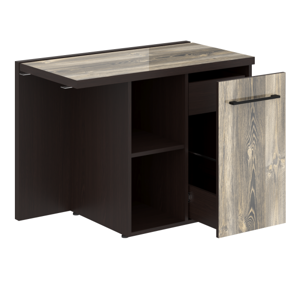 Тумба приставная правая в кабинет руководителя серии Morris MCRT 1055R 1000x550x750 (Дуб Базель/Венге Магия)