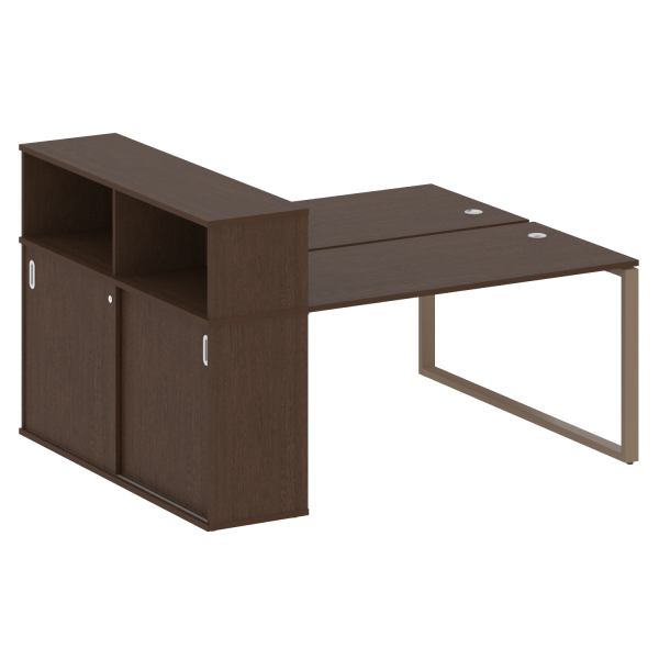 Рабочая станция с шкафом-купе на О-образном м/к Metal System Style БО.РС-СШК-2.3 Т 1810x1475x1098 (Венге Цаво/Мокко металл)
