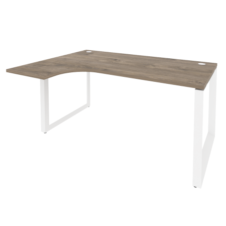 Стол эргономичный левый на О-образном м/к Onix O.MO-SA-4L 1580x1180x750 (Тиквуд Темный/Белый Металл)