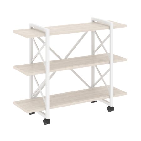 Стеллаж на колесных опорах-3 полки VR.L-MST.K-3.8V 1200x400x968 (Денвер Светлый/Белый металл)