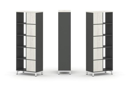 Набор стеллажа 2-х сторонний, 5 ярусов SN.NSD-521 (754х400х1982) (Антрацит/Дуб Наварра/Металл Белый)