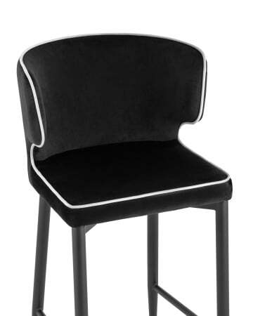 Стул полубарный Матео с кантом велюр черный (Стул полубарный Матео черный)