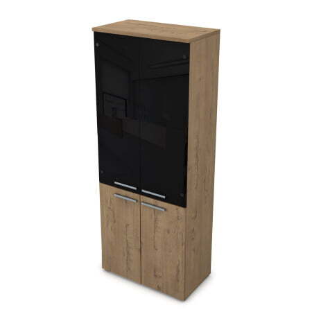 9Ш.005.26 Шкаф высокий со стеклом (800x450x2045) (Teakwood)