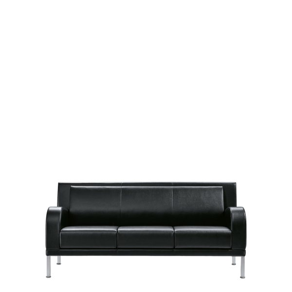 Диван офисный Кристел (М-19) 3-х местный (Черный)