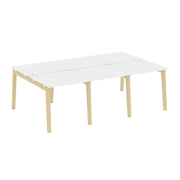 Рабочая станция на деревянных опорах Onix Wood OW.D.RS-6.0.7 2340x1475x750 (Белый Бриллиант/Дуб Светлый)