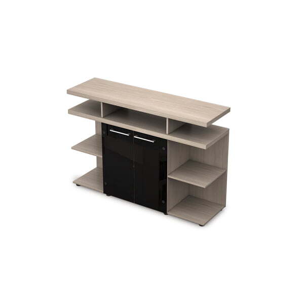 4ШН.012.2 Шкаф низкий со стеклом без замка (1400x400x952) (Шамони светлый)