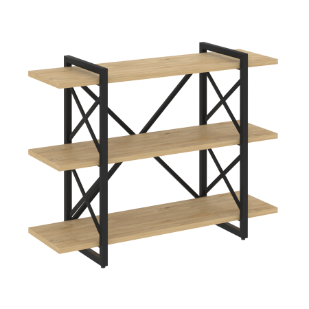 Стеллаж на регулируемых опорах-3 полки VR.L-MST.O-3.8V 1200x400x910 (Тиквуд Светлый/Черный металл)