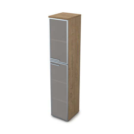 9ПЛ.005.17 Пенал высокий со стеклом (400x450x2045), левый (Teakwood)