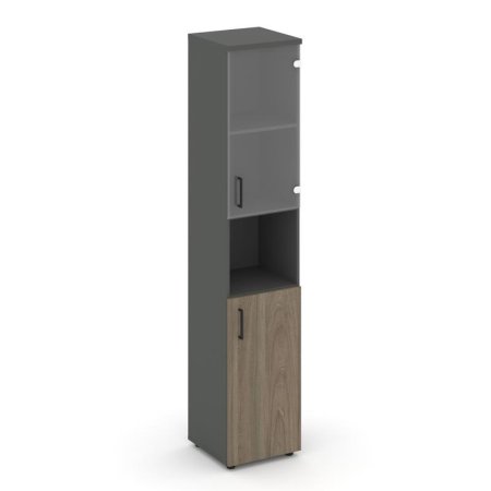Шкаф высокий узкий SN.STU.E-105(R) (400х400х1982) (Антрацит/Вяз Благородный/Прозрачный)