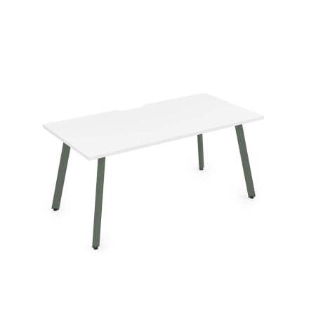 10СРВ.084 Стол рабочий с вырезом, прямолинейный (1600x800x750) (Белый премиум/Klever металл)
