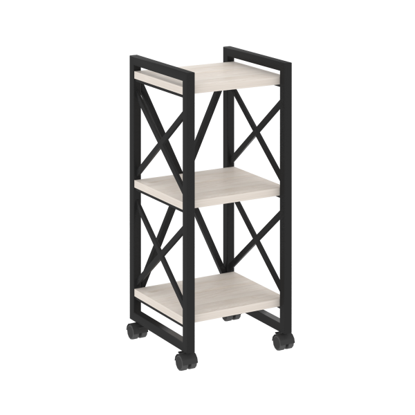 Стеллаж на колесных опорах-3 полки VR.L-MST.K-3.4 400x400x968 (Денвер Светлый/Черный металл)