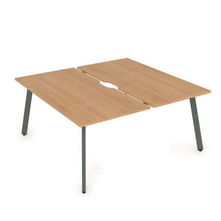 10БДВ.289 Стол системы Бенч с вырезом, сдвоенный, на 2 рабочих места (1400x1635x750) (Romano/Klever металл)