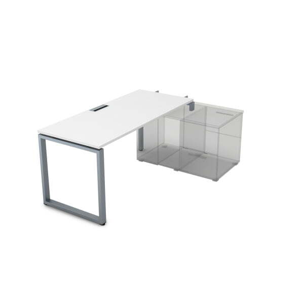 СТН-О.989 Стол системы БЕНЧ линейный, три опоры, начальный (1400x800x750) (Белый премиумСерый)