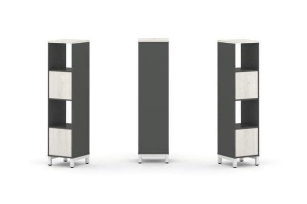 Набор стеллажа 1 сторонний, 4 яруса SN.NS-411 (387х400х1615) (Антрацит/Дуб Наварра/Металл Белый)