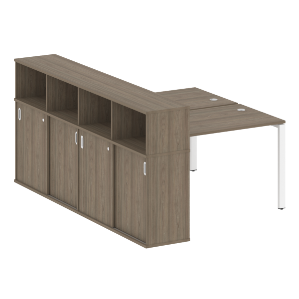 Рабочая станция с опорным шкафом-купе Metal System Style БП.РС-СШК-4.2 1610x2332x1098 (Вяз/Белый металл)