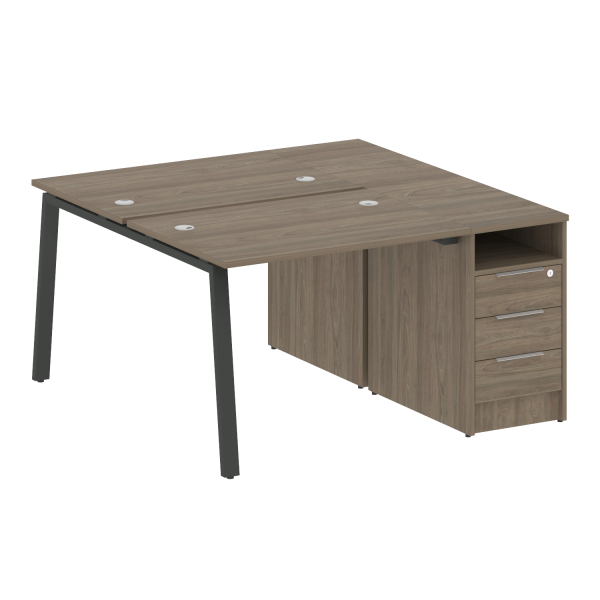 Рабочая станция с тумбой на А-образном м/к Metal System Style БА.РС-СТП-2.1 1412x1475x750 (Вяз/Антрацит металл)
