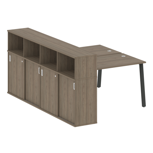 Рабочая станция с шкафом-купе на А-образном м/к Metal System Style БА.РС-СШК-4.2 Т 1610x2332x1098 (Вяз/Антрацит металл)