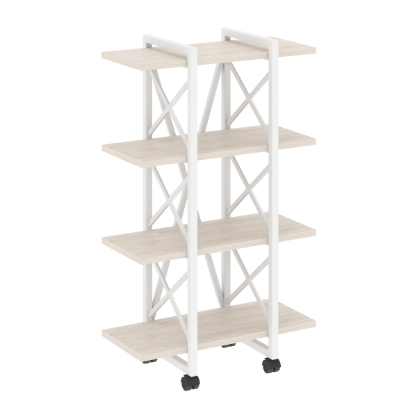 Стеллаж на колесных опорах-4 полки VR.L-MST.K-4.4V 800x400x1334 (Денвер Светлый/Белый металл)