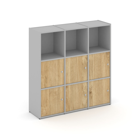 Стеллаж Locker Plus LK.K-003 1188x350x1203 (Серый | Тиквуд Светлый)