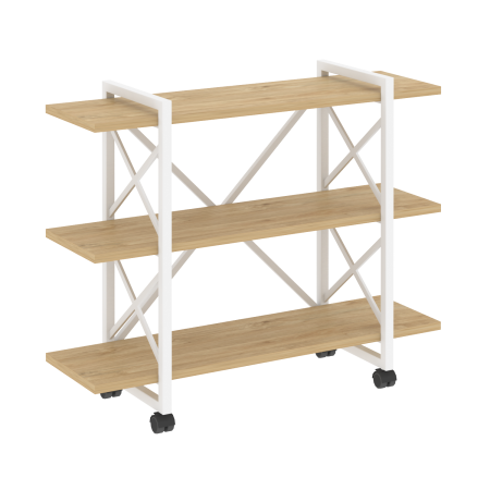 Стеллаж на колесных опорах-3 полки VR.L-MST.K-3.8V 1200x400x968 (Тиквуд Светлый/Белый металл)