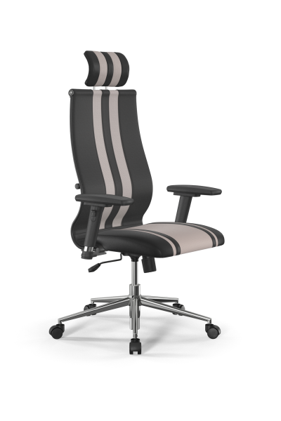 Кресло для руководителя Метта Sit 10 B2-187D - Extra /Kb40/Wh40/D03P/H3mL-G-2D(M09.B23.G18.W01) (Черный | Светло-бежевый)