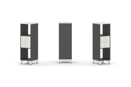 Набор стеллажа 1 сторонний, 3 яруса SN.NS-311 (387х400х1248) (Антрацит/Дуб Наварра/Металл Белый)