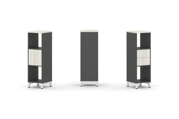 Набор стеллажа 1 сторонний, 3 яруса SN.NS-311 (387х400х1248) (Антрацит/Дуб Наварра/Металл Белый)