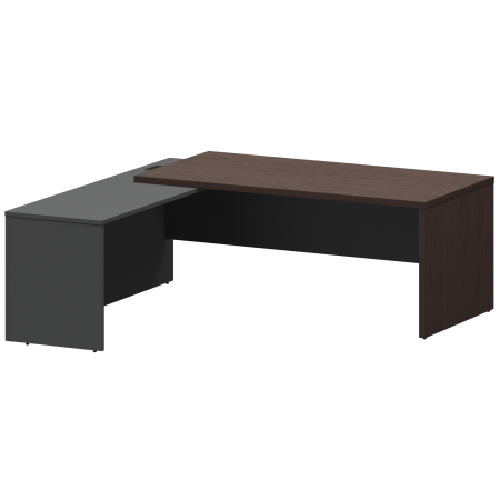 Стол руководителя левый Кортез KZP-20L 2000x2000x750 (Дуб венге/Графит)