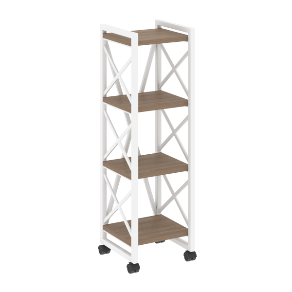 Стеллаж на колесных опорах-4 полки VR.L-MST.K-4.4 400x400x1334 (Дуб Аризона/Белый металл)
