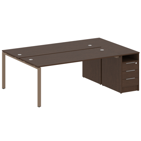 Рабочая станция с опорной тумбой Metal System Style БП.РС-СТП-2.5 2212x1475x750 (Венге Цаво/Мокко металл)