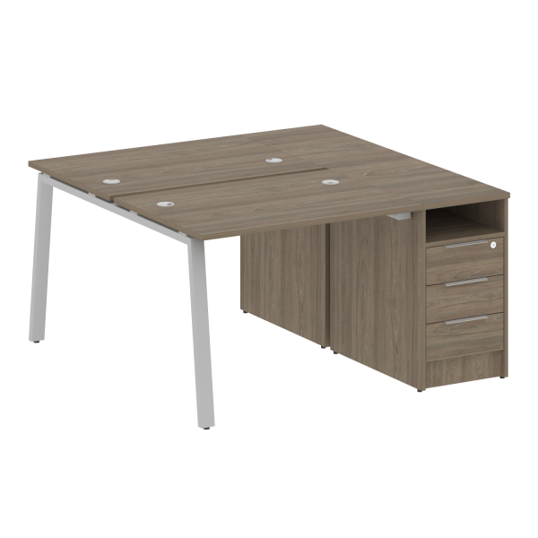 Рабочая станция с тумбой на А-образном м/к Metal System Style БА.РС-СТП-2.1 1412x1475x750 (Вяз/Серый металл)
