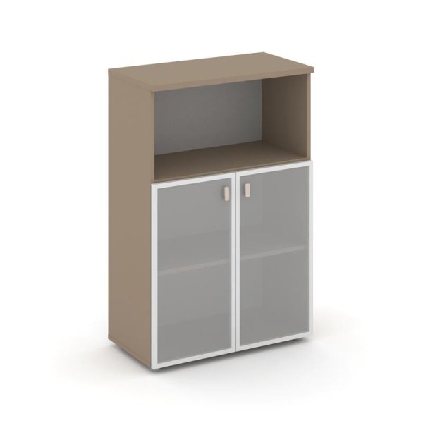 Шкаф средний широкий ES.ST-2.2R (800х420х1207) (Латте/Сатин матовый)