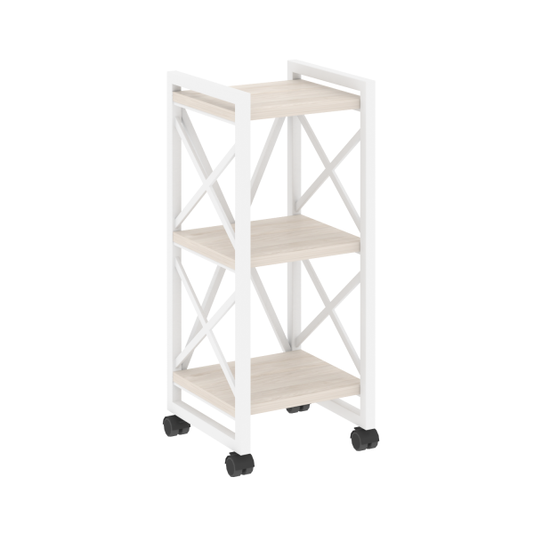 Стеллаж на колесных опорах-3 полки VR.L-MST.K-3.4 400x400x968 (Денвер Светлый/Белый металл)