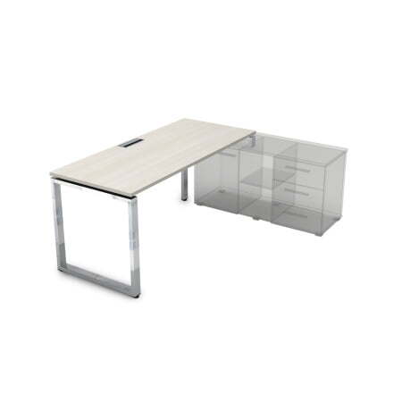 Стол рабочий, прямолинейный, правый Gloss НСТП-О.985 1800x800x750 (IvoryХром)