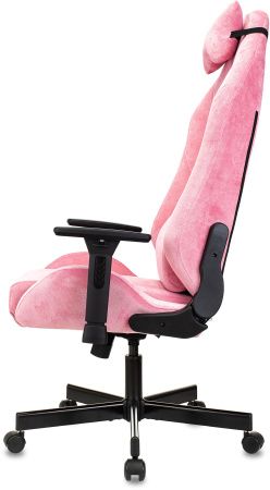 Кресло игровое Knight N1 Fabric розовый Velvet 36 с подголов. крестов. металл (Розовый)