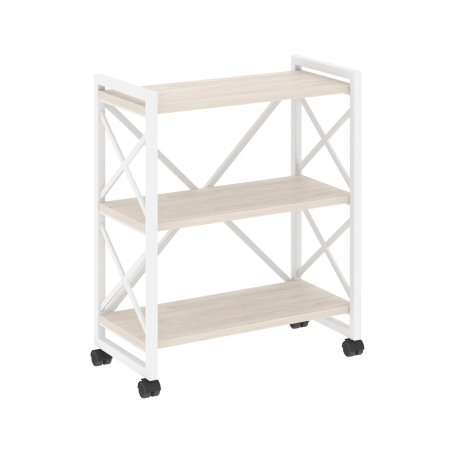 Стеллаж на колесных опорах-3 полки VR.L-MST.K-3.8 800x400x968 (Денвер Светлый/Белый металл)