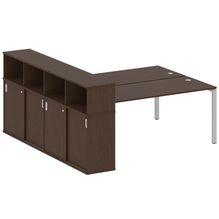 Рабочая станция с опорным шкафом-купе Metal System Style БП.РС-СШК-4.5 2210x2332x1098 (Венге Цаво/Серый металл)