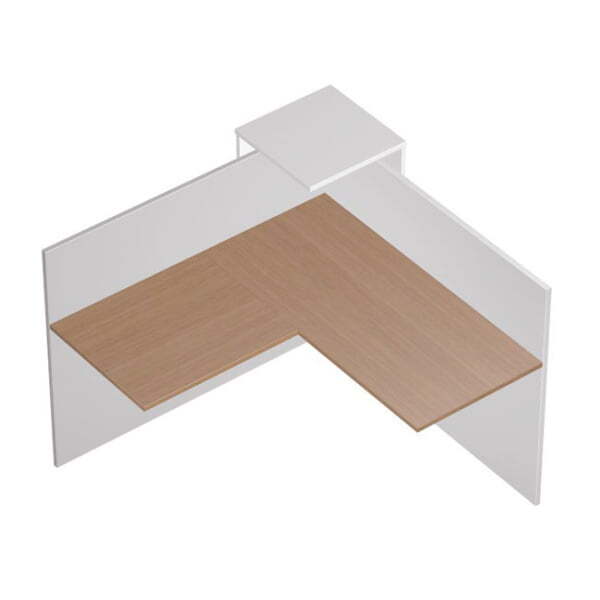Модуль ресепшн угловой, левый PROFIQUADRO КВ 0705 1482x1482x1164 (Белый премиум / Вишня скандинавская)