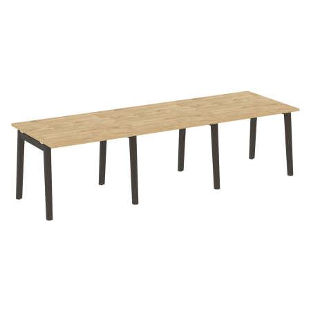 Стол переговорный на деревянных опорах Onix Wood OW.PRG-3.1 2940x980x750 (Тиквуд Светлый/Дуб Темный)