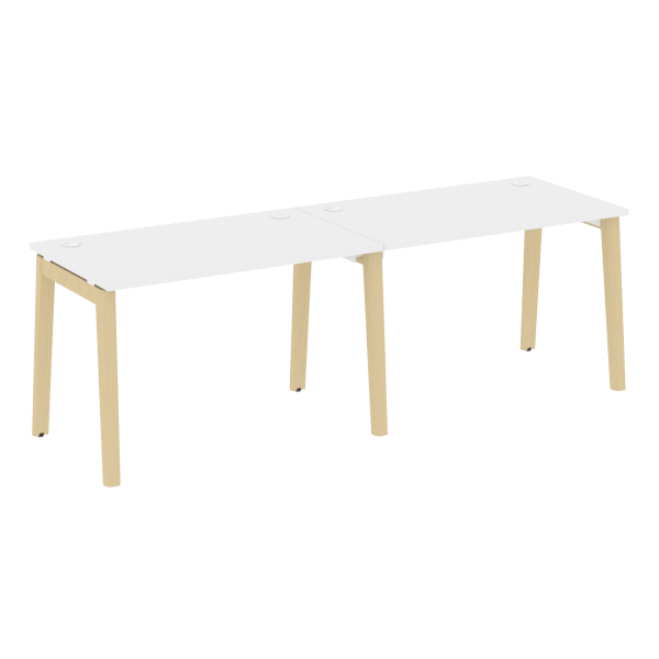 Рабочая станция на деревянных опорах Onix Wood OW.RS-2.2.7 2360x720x750 (Белый Бриллиант/Дуб Светлый)