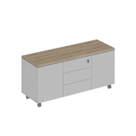Тумба для оргтехники City СИ 262 1420x520x650 (Дуб гладстоун светлый / Белый премиум / Белый премиум)