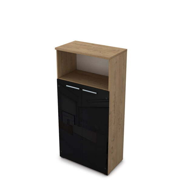 9Ш.004.11 Шкаф со стеклом и нишей (800x450x1645) (Teakwood)