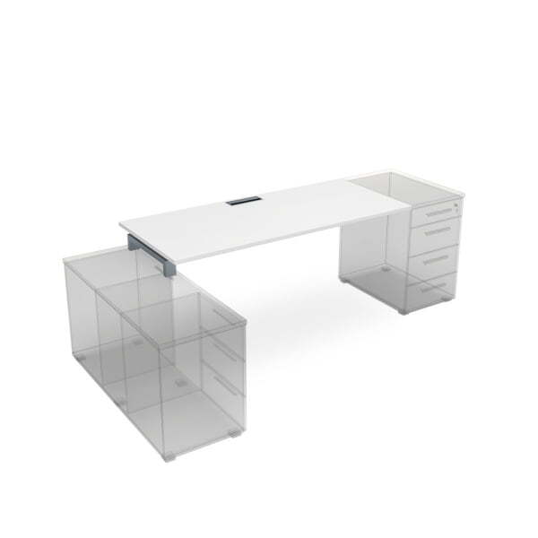 СЛТ.989 Стол рабочий прямолинейный, крепление к тумбам (1400x800x750) (Белый премиумСерый)