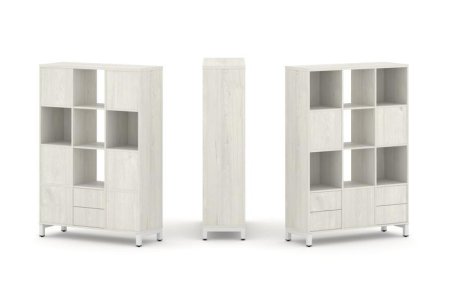 Набор стеллажа 2-х сторонний, 4 яруса SN.NSD-431 (1121х400х1615) (Дуб Наварра/Металл Белый)