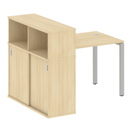 Стол письменный с опорным шкафом-купе Metal System Style БП.РС-СШК-3.1 1410x1120x1098 (Акация/Серый металл)