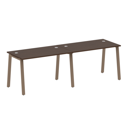 Рабочая станция на 2 рабочих места на А-образном м/к Metal System Style БА.СМ-2.2 2400x720x750 (Венге Цаво/Мокко металл)