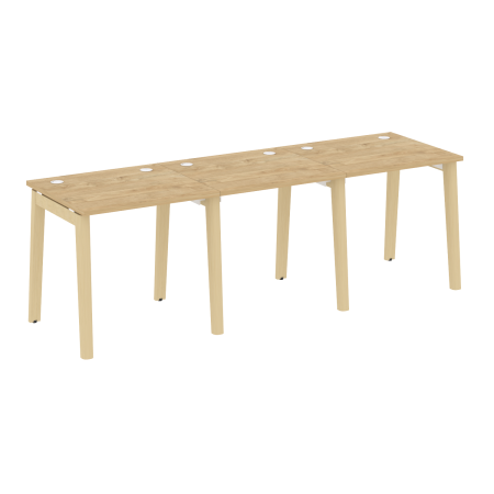 Рабочая станция на деревянных опорах Onix Wood OW.RS-3.0.7 2340x720x750 (Тиквуд Светлый/Дуб Светлый)