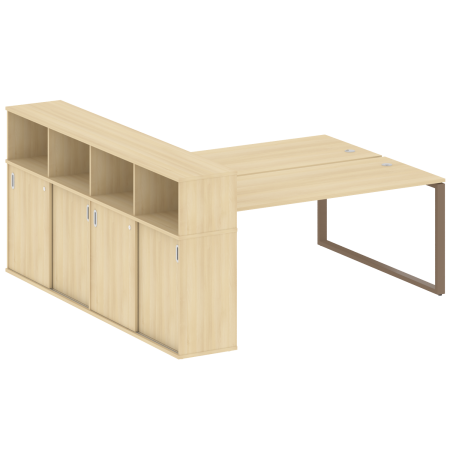 Рабочая станция с шкафом-купе на О-образном м/к Metal System Style БО.РС-СШК-4.5 Т 2210x2332x1098 (Акация/Мокко металл)