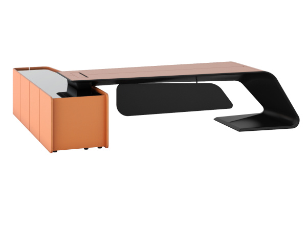 Стол письменный правый BUGATTI 326х240 (3260х2400х760) (Оранжевая кожа MA1-30)