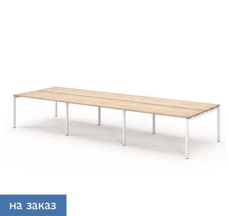 TOUR LIGHT Бенч-система 6 рабочих мест 360143 (Дуб калифорнийский/Белый металл)